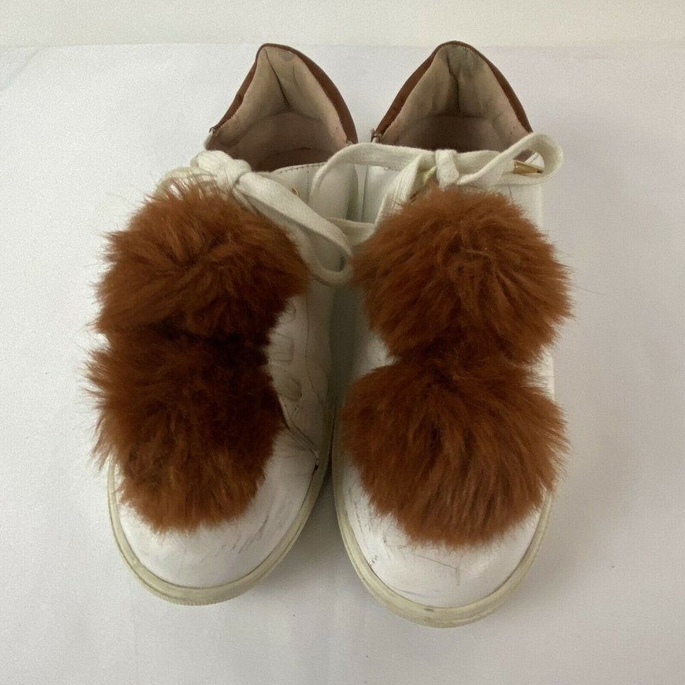 Topshop Womens Classic Low Top White Pom Pom Sneakers Size 9.5